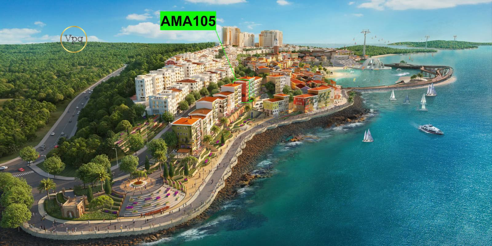 Vị tr&iacute; AMA205 tr&ecirc;n phối cảnh dự &aacute;n